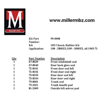 108 - 109 SEL CHASSIS RUBBER KIT