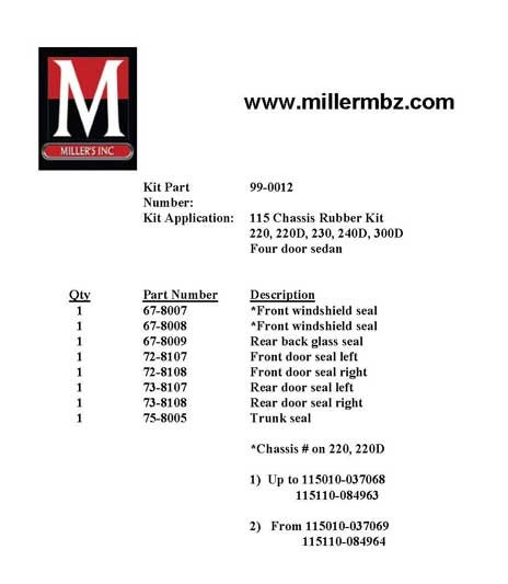 115 CHASSIS RUBBER KIT