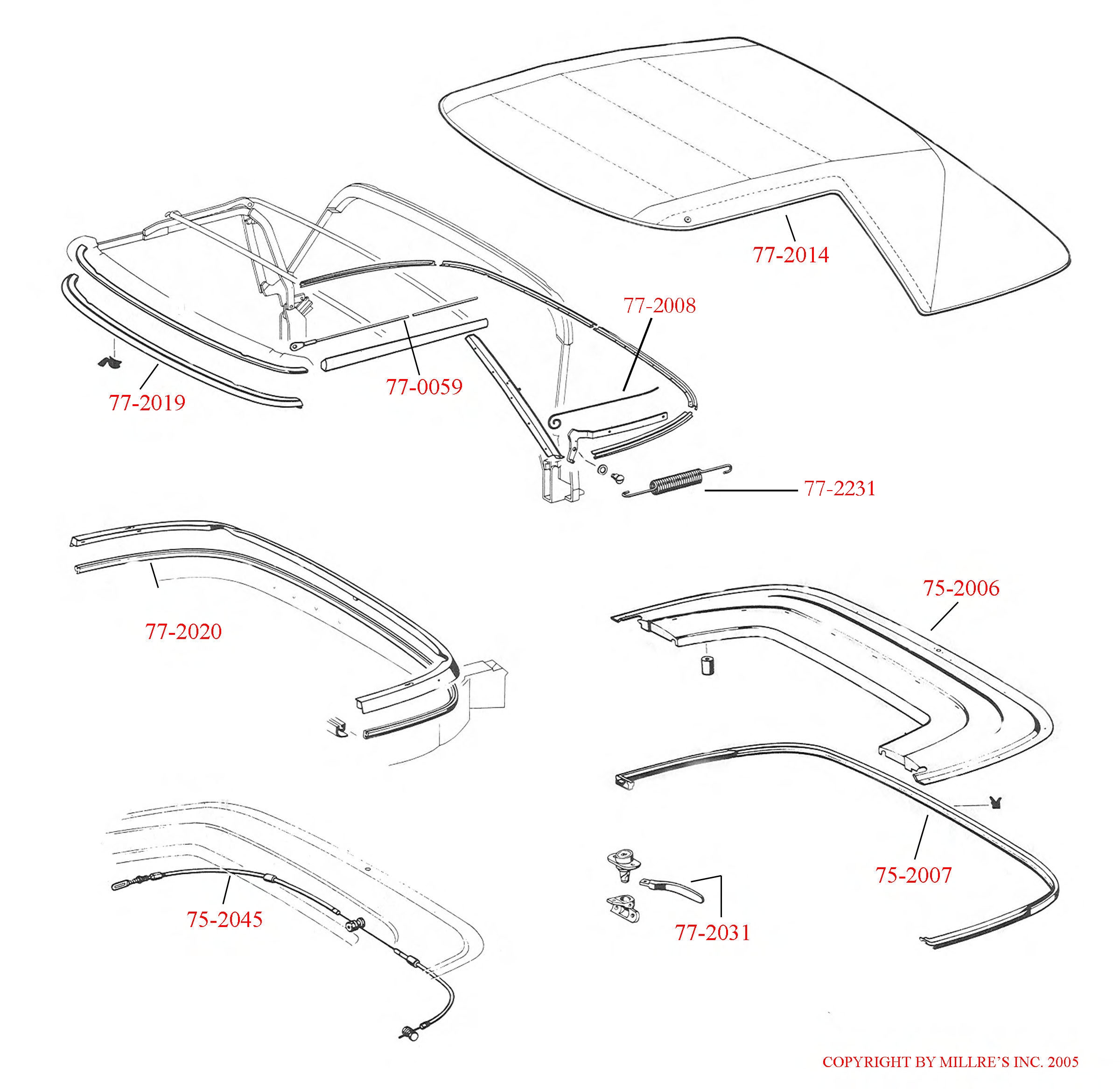 230SL 250SL 280SL GERMAN CANVAS CONVERTIBLE TOP